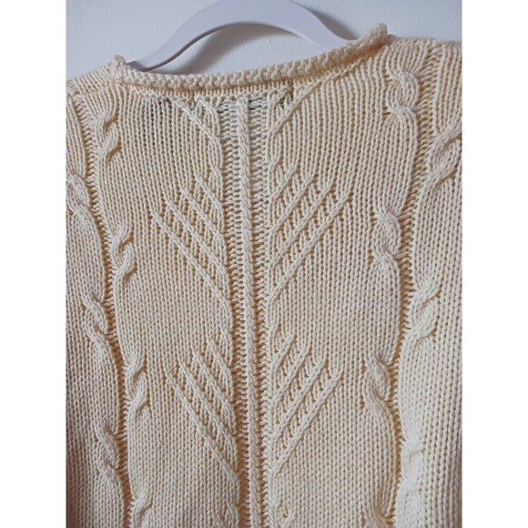 Karen Scott Pullover Sweater Cable Knit Long Sleeve Crew Neck Yellow Size M - Picture 4 of 6
